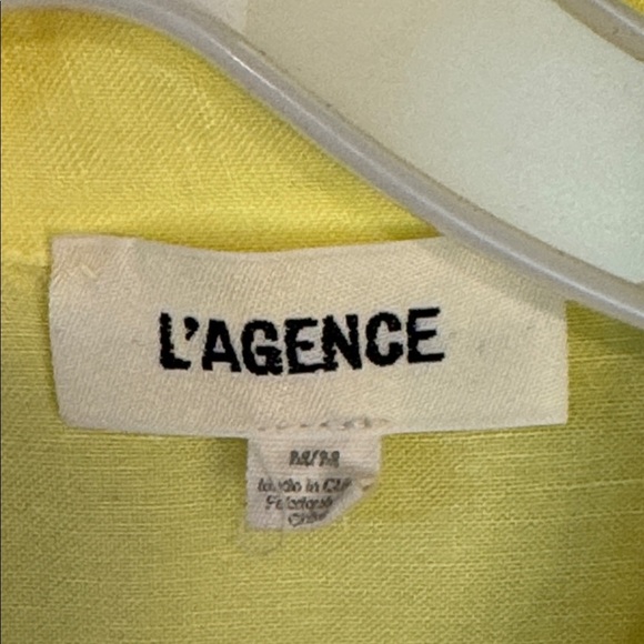 L'Agence Talitha Tie Blouse Yellow Button Up Shirt Linen Blend Top - Picture 11 of 15